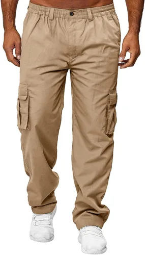 Vista 2 de Pantalones cargo para hombre con bolsillos, pantalones deportivos de algodón para senderismo, casuales, atléticos, deportivos, para exteriores