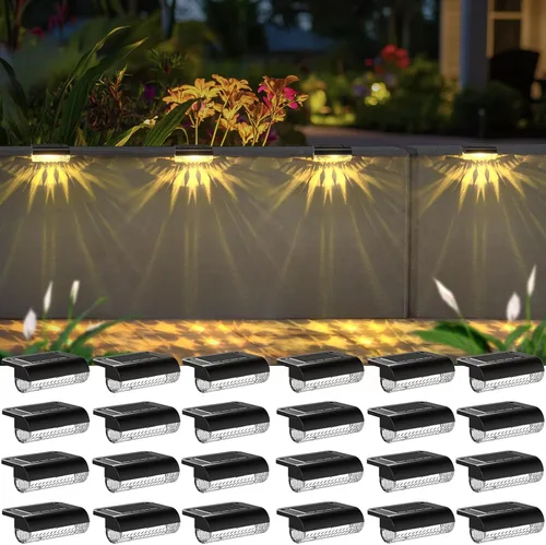 Vista 10 de Mancra Luces solares para exteriores, luces solares para terraza, iluminación exterior impermeable para patio, valla, escaleras, postes Blanco cálido