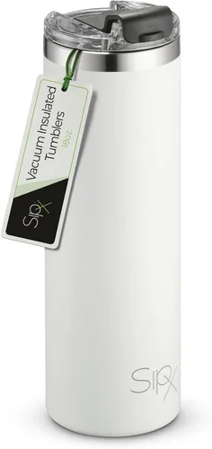 Vista 10 de SipX™ Vaso aislado delgado de 18 onzas con tapa y pajilla, acero inoxidable aislado al vacío, a prueba de fugas, apto para portavasos - Perfecto