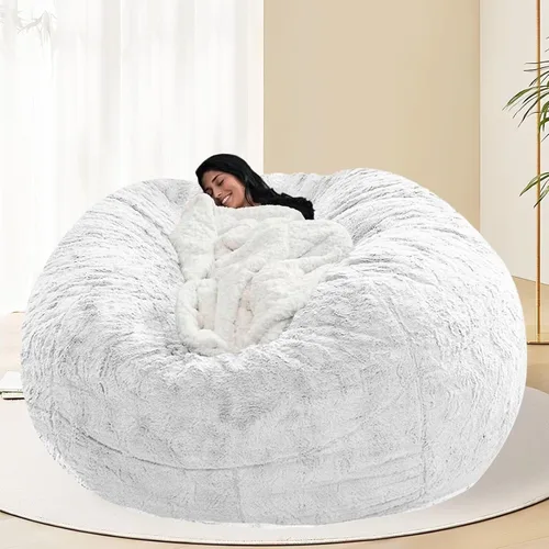Vista 9 de BCU Funda para Silla Puf Ultra Suave Esponjosa de Piel Sintética Falsa Funda para Puf de Felpa Funda para Sillas de Sala de Estar para Adultos