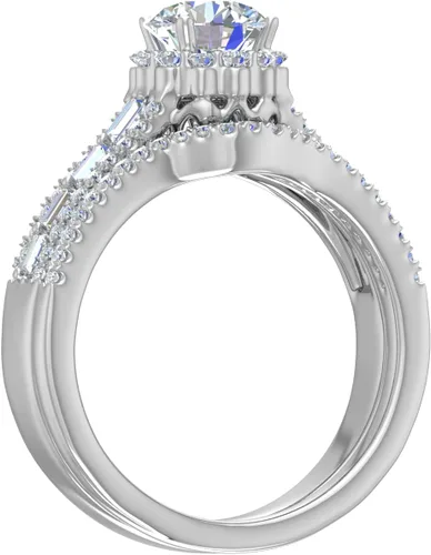 Vista 2 de FINEROCK Anillo de novia de diamantes de 1 quilate en oro de 14 quilates
