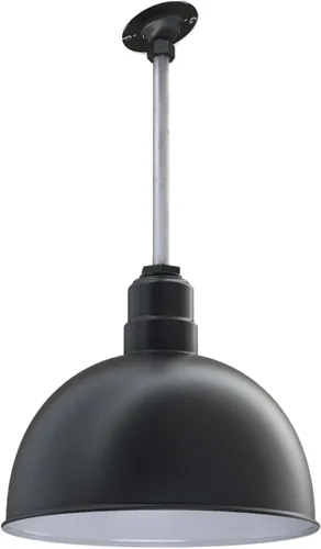 Vista 58 de Steel Lighting Co. Colgante de cuenco rosa Lámpara montada en el techo Cúpula de 15 pulgadas vástago de 12 pulgadas Estilo granero de acero
