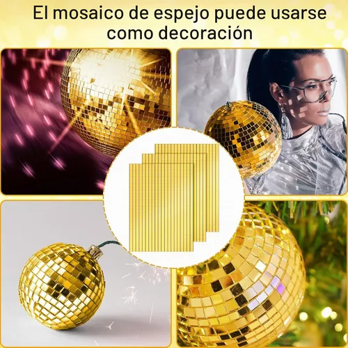 Vista 3 de 10800 piezas de azulejos de espejo de discoteca dorados, azulejos autoadhesivos, mosaico