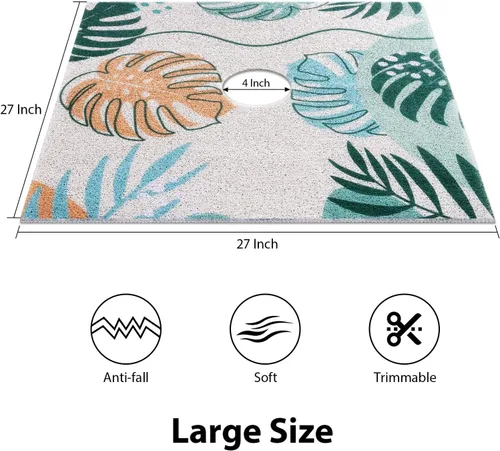 Vista 2 de Yonala - Tapete de ducha cuadrado de 27 x 27 pulgadas, elegante tapete de ducha antideslizante para ducha interior con orificio de drenaje central