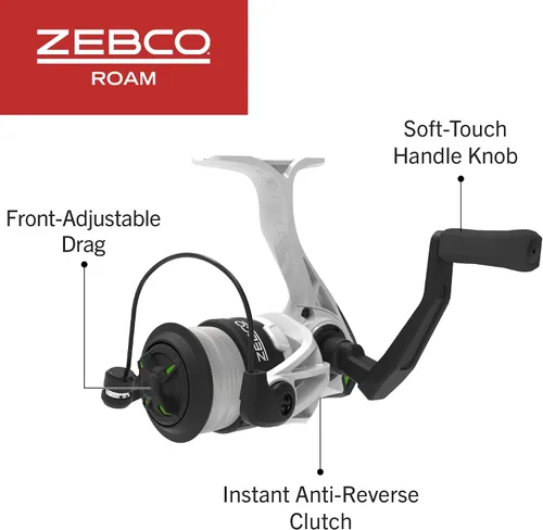 Vista 4 de Zebco Roam - Combo de carrete giratorio y caña de pescar, caña de fibra de vidrio de 6 pies, mango Split ComfortGrip, pomo de mango Soft-Touch