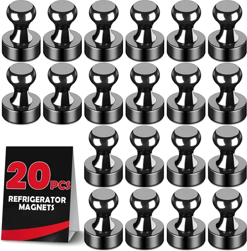 Vista 24 de LOVIMAG - Imanes negros de refrigerador, 12 unidades, imanes pequeños y fuertes para pizarra blanca, oficina, aula, mapas, accesorios de cocina