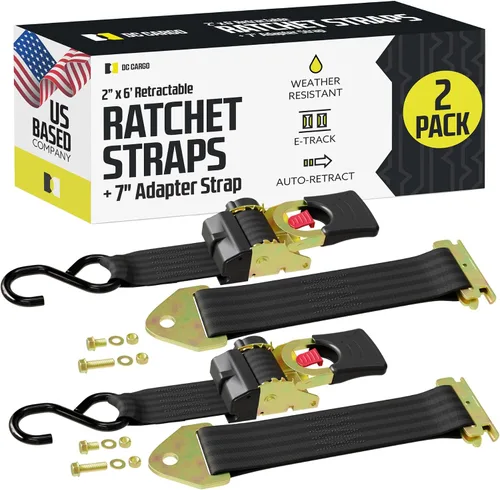 Vista 18 de DC Cargo Mall Correas de trinquete retráctiles - Opciones de montaje E-Track y atornilladas (paquete de 2) 1 pulgada x 6 pies - 4,000 libras