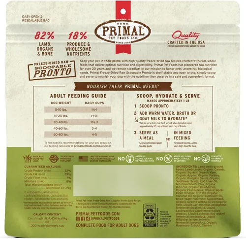 Vista 8 de Primal - Alimento liofilizado para perros, Pronto Mini Nuggets, cordero; tomar y servir, comida completa y equilibrada; también se puede utilizar