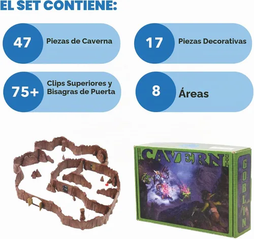 Vista 3 de Dirt Cheap Dungeons Goblin Cavern - Juego de 143 piezas de cueva modular y túnel - 5.5 pies de paredes lineales para cuadrícula de 1 pulgada TTRPG