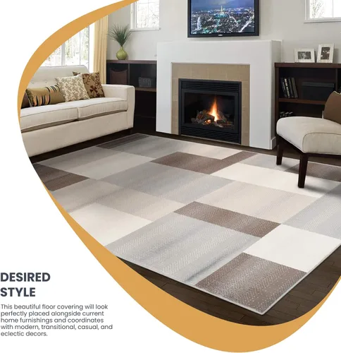 Vista 9 de BLUENILEMILLS Fiji - Colección de alfombras contemporáneas para interiores, alfombra geométrica de retazos moderna con respaldo de yute duradero