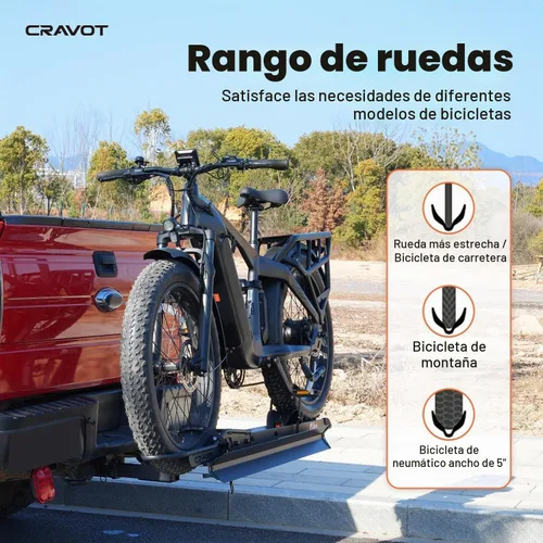 Vista 5 de CRAVOT CyberRack E1 - Portabicicletas eléctricas, capacidad de 100 libras, plegable, para enganche de remolque, portabicicletas eléctricas pesadas