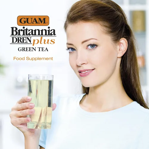 Vista 2 de Guam Britannia Dren Plus Té Verde 30 Bolsas de 0.4 fl oz por LACOTE Srl