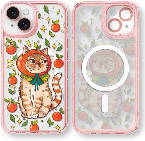 Vista 105 de Compatible para iPhone 13 Funda Bonita Estética - Funda para Teléfono Rosa con Purpurina con Protector de Cámara - Diseño de Cubierta