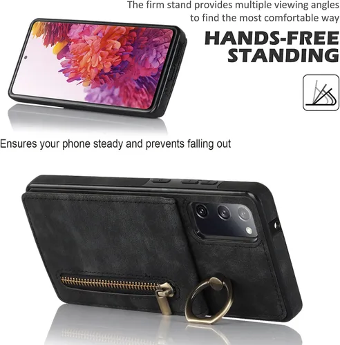 Vista 6 de Asuwish Funda de teléfono para Samsung Galaxy S20 FE 5G de 6.5 pulgadas con protector de pantalla y soporte de tarjeta RFID, soporte para celda S 20