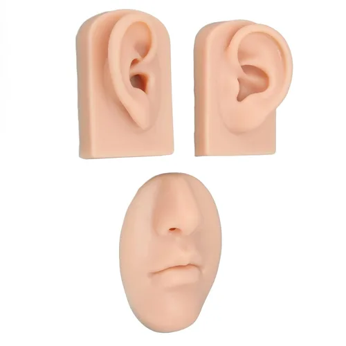 Vista 7 de El kit de accesorios de simulación educativa 3D incluye 1 modelo de nariz y boca y 1 par de modelos de oreja para práctica de sutura de perforación