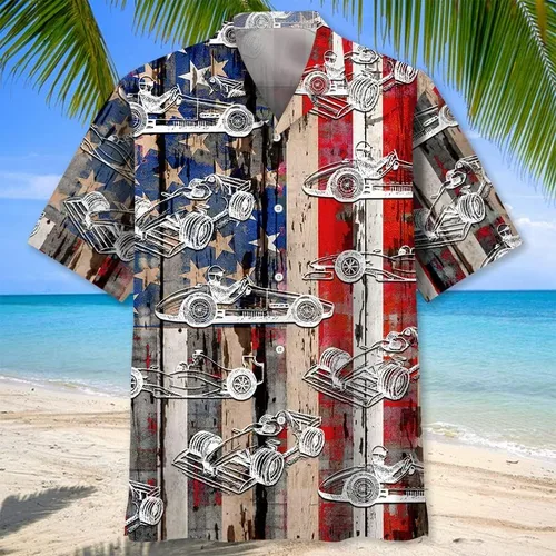 Vista 2 de Camisa hawaiana divertida de carreras F1, camisetas de fórmula 1 para hombre, camisas tropicales de coche para hombre, camisas de viaje de fórmula