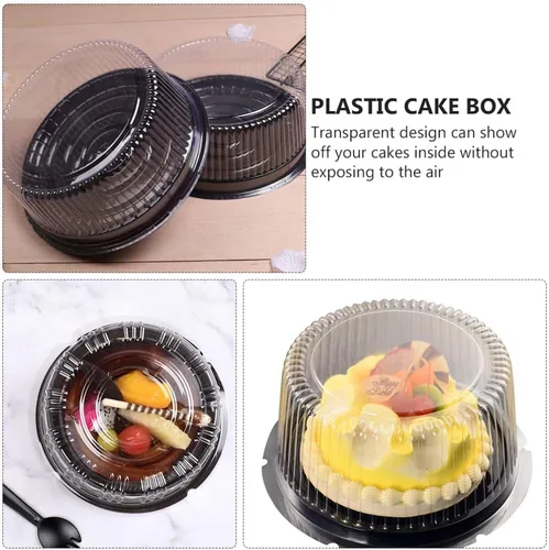 Vista 4 de DOITOOL Caja de plástico transparente para tartas de 7.08 pulgadas, redonda, desechable, con tapa, para tartas de queso, postres, suministros