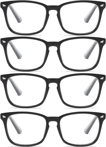 Vista 19 de Gafas cuadradas unisex con estilo sin receta Negro