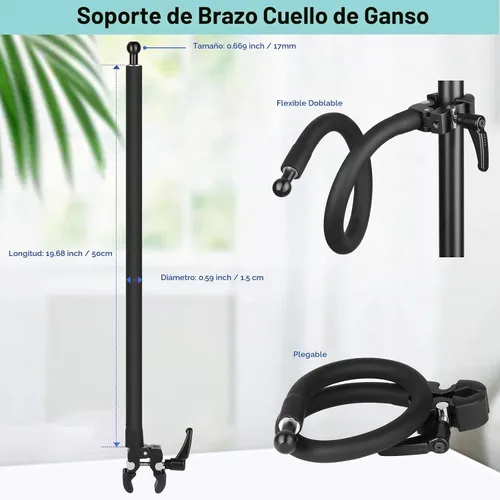 Vista 6 de Mippko Soporte magnético de cuello de cisne para cinta de correr/bicicleta giratoria/soporte de micrófono/soporte de música, brazo de cuello