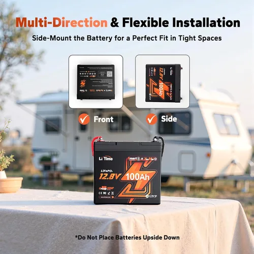 Vista 7 de Litime Batería de litio Xtra-Mini LiFePO4 de 12 V 100 Ah con Bluetooth y BMS de 100 A, mini batería de litio de 12 voltios, máximo 15000 ciclos