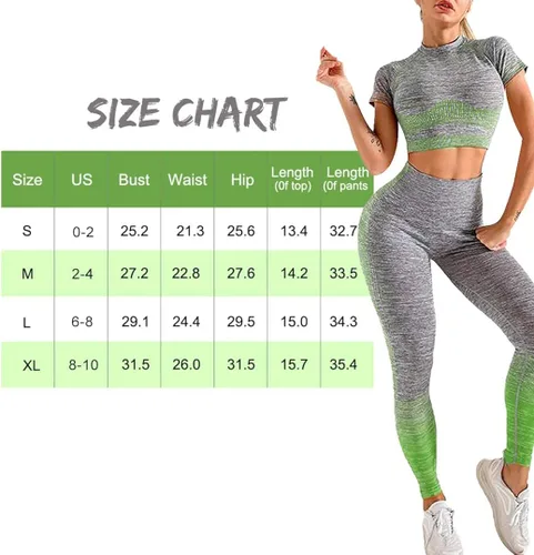 Vista 6 de JOYMODE - Conjunto de entrenamiento para mujer diseño de 2 piezas con leggings de tiro alto sin costuras y camiseta corta para yoga