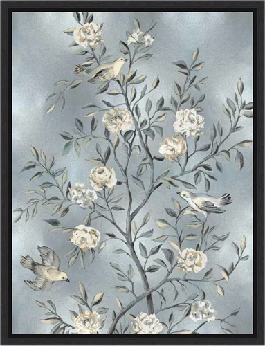 Vista 7 de Amanti Art Lienzo enmarcado para pared, 24 x 18 pulgadas, chinoiserie en plata III por Renee Campbell, lienzo enmarcado para pared, obras de arte