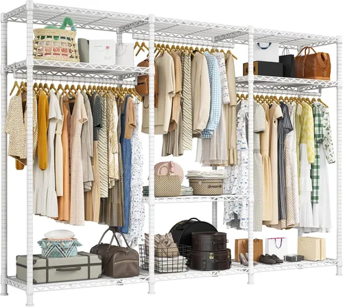 Vista 10 de Raybee Perchero de Ropa de Servicio Pesado Capacidad de Carga 795 LBS Percheros de Ropa Portátiles para Colgar Ropa Perchero Ajustable, 56" An x 16
