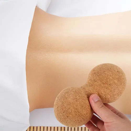Vista 6 de TIDTALEO Bola de masaje de corcho y cacahuete de 3.1 x 6.3 in, antideslizante, rodillo de fitness para espalda, cuello, cintura, relajación muscular