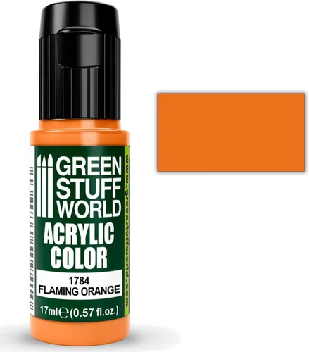 Vista 4 de Green Stuff World – Pintura acrílica color naranja flameante 1784 para modelos y miniaturas