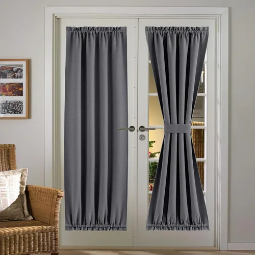Vista 148 de NICETOWN Cortinas de Lino para Puerta Lateral - Cortinas Opacas con Aislamiento Térmico para Puerta Delantera Francesa para Sombra Pequeña