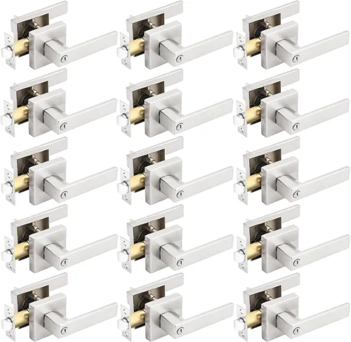 Vista 39 de Gobrico 1 paquete de manijas cuadradas de privacidad para puerta en acabado negro mate, manijas interiores sin llave, reversibles para puertas