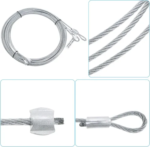 Vista 4 de uxcell 1 juego de polea de puerta de garaje y kit de repuesto de cable de 2.992 in, polea de puerta de 3 pulgadas de diámetro exterior y cable