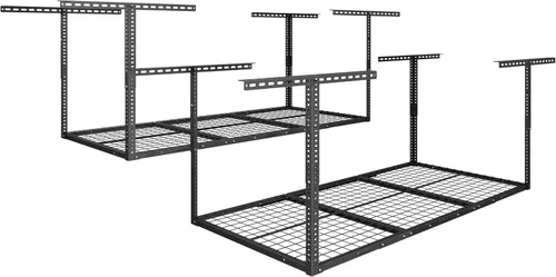 Vista 21 de FLEXIMOUNTS Estante de almacenamiento de techo de garaje de 3x8, sistema de organización de garaje ajustable, metal resistente, capacidad