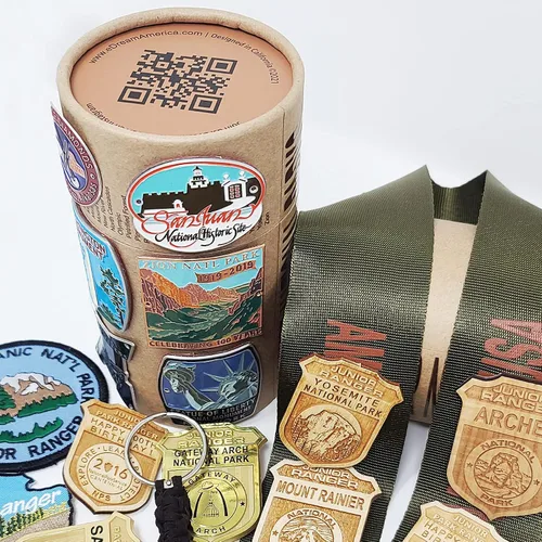 Vista 9 de National Park Junior Ranger - Cordón de exhibición con tubo de almacenamiento, organizador de aventura para insignias, alfileres y parches, diseñado