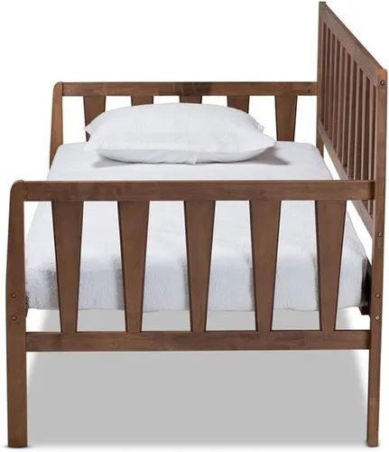 Vista 4 de Baxton Studio Midori - Sofá cama de madera con acabado marrón nogal moderno y contemporáneo