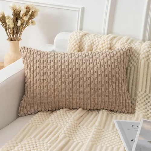 Vista 24 de UGS UGASA - Funda de almohada decorativa de pana suave de 18 x 18 pulgadas, funda de almohada cuadrada a rayas estilo bohemio para sofá, sala