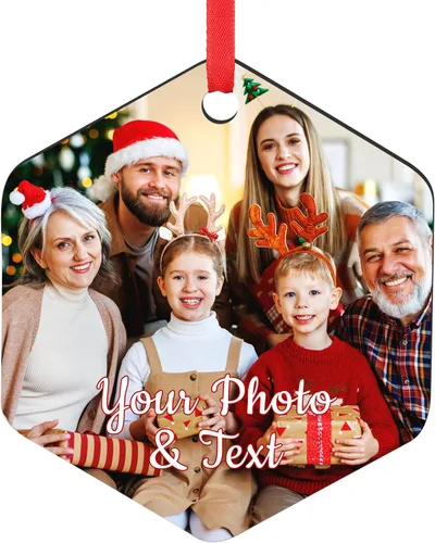Vista 42 de Paquete de 4 adornos de Navidad personalizados 2025 de cerámica personalizada con foto y texto para decoración de árbol de Navidad, primera Navidad