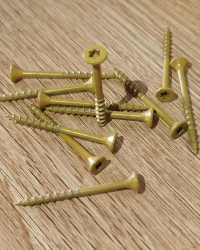Vista 6 de Tornillos de cubierta, tornillos de madera para exteriores #8 x 1-1/4 pulgadas, 200 unidades, acero al carbono con estrella y roscas gruesas