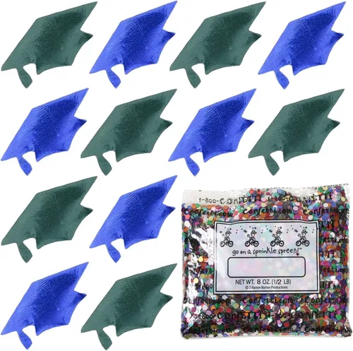 Vista 30 de Confetti Grad Cap Negro, Azul Marino Combo - 2 bolsas de media onza (1 oz)