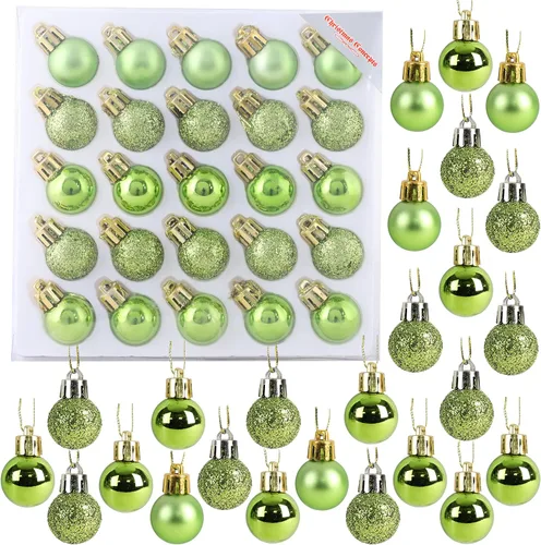Vista 27 de Christmas Concepts® Juego de 25 mini bolas para árbol de Navidad - 25 mm - Adornos colgantes decorados con acabado brillante, mate y purpurina