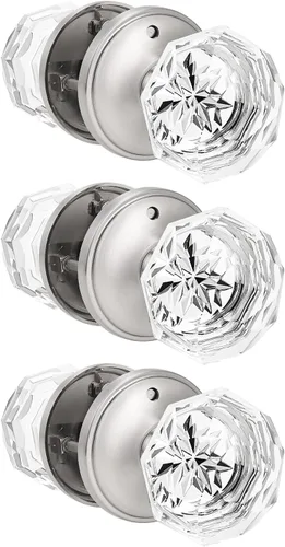 Vista 36 de Orger - Paquete de 5 manijas de puerta de vidrio para pasillo y armario, perillas de puerta de pasillo de cristal con forma de diamante redonda