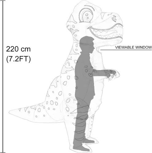 Vista 2 de RHYTHMARTS Disfraz de dinosaurio original de T Rex, disfraz inflable de Trex para adultos