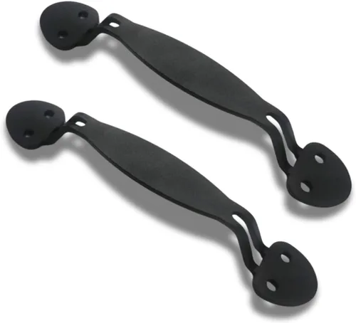 Vista 19 de Tirador Clásico de Puerta – Tirador de Acero Resistente para Portones, Puertas de Granero, Cercas Exteriores, Negro, 7 Pulgadas