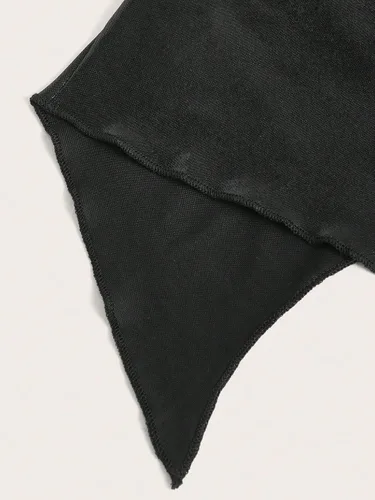 Vista 4 de Verdusa Top halter asimétrico fruncido con diamantes de imitación y espalda descubierta para mujer