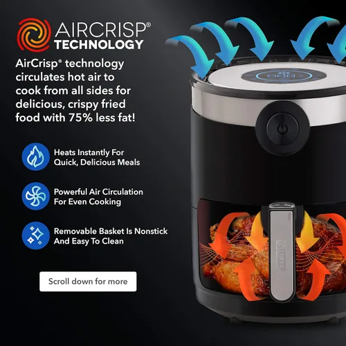 Vista 4 de Dash AirCrisp Pro - Freidora de aire digital - Control de temperatura ajustable - Función de apagado automático y múltiples ajustes preestablecidos