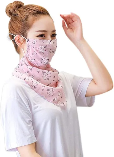 Vista 10 de Bufanda tipo bandana para mujeres y niñas, con cintas elásticas para las orejas, polaina para el cuello, pasamontañas, protección contra el polvo
