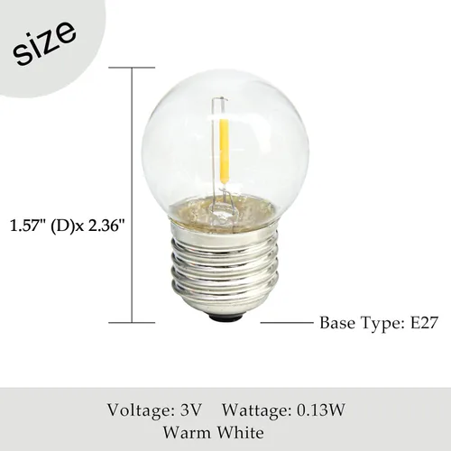 Vista 3 de MJ PREMIER Bombilla LED E27 Base Bombillas de repuesto 3V Lámpara de mesa especial personalizada Funciona con pilas Luz blanca cálida (40 x 60)