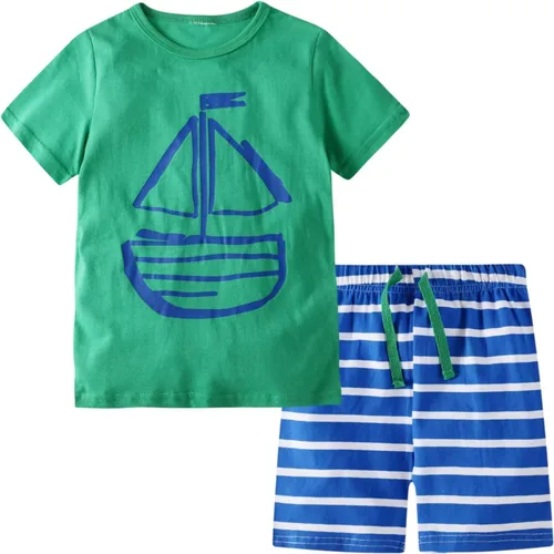 Vista 22 de Conjunto corto de ropa de verano para niños pequeños, de algodón Bs20-tz51