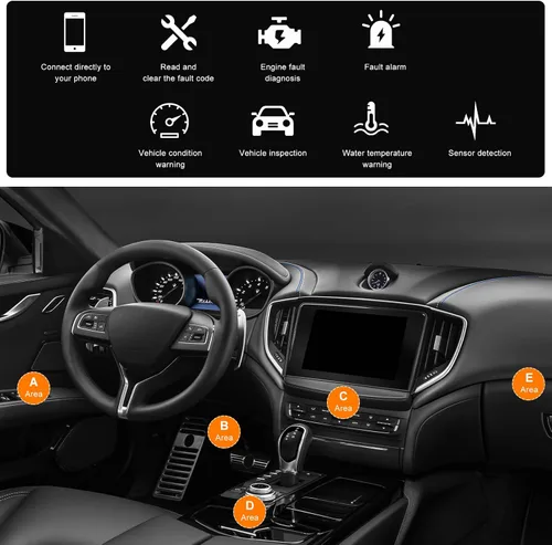 Vista 5 de Escáner Bluetooth OBD2 para automóvil, herramienta de escaneo OBDII inalámbrico, lector de código de diagnóstico de motor automático, probador