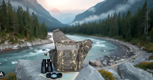 Vista 2 de KLAU bolsa bandolera de Deporte exterior Militar Hombres y Mujeres multifunción táctica Messenger con parche para la caza Senderismo Ciclismo